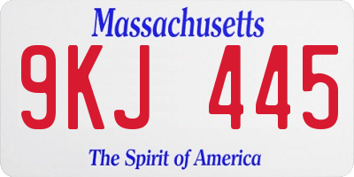 MA license plate 9KJ445