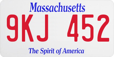 MA license plate 9KJ452