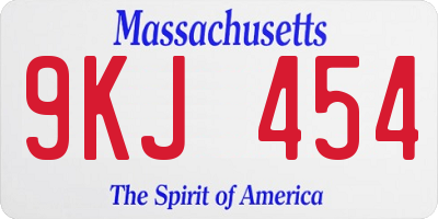 MA license plate 9KJ454