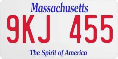 MA license plate 9KJ455