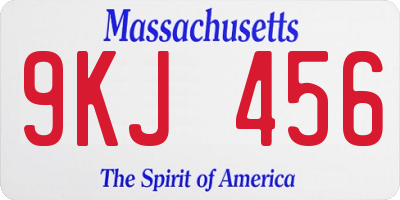 MA license plate 9KJ456