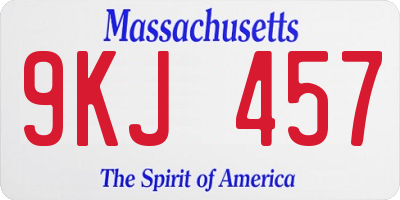 MA license plate 9KJ457