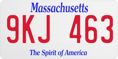 MA license plate 9KJ463