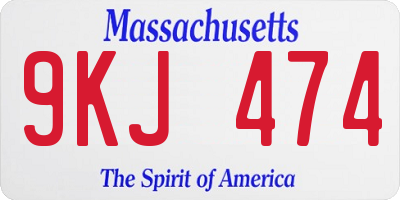 MA license plate 9KJ474