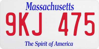 MA license plate 9KJ475