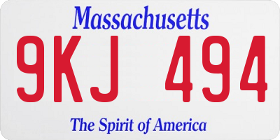 MA license plate 9KJ494