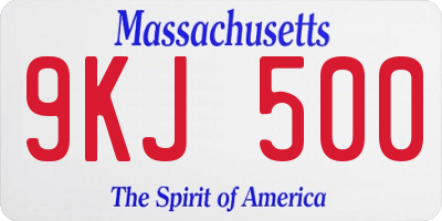 MA license plate 9KJ500