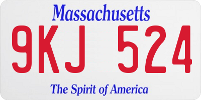 MA license plate 9KJ524