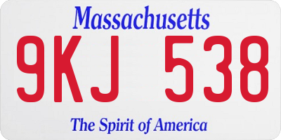 MA license plate 9KJ538