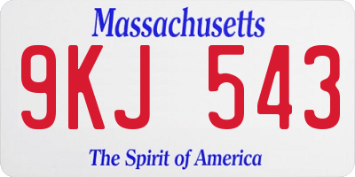 MA license plate 9KJ543