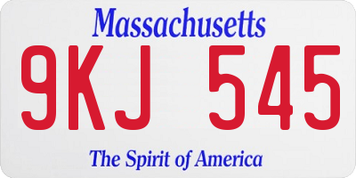 MA license plate 9KJ545