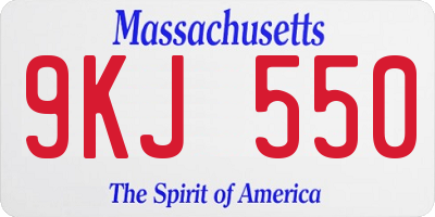 MA license plate 9KJ550