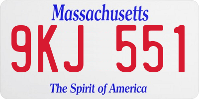 MA license plate 9KJ551