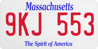 MA license plate 9KJ553