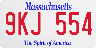MA license plate 9KJ554