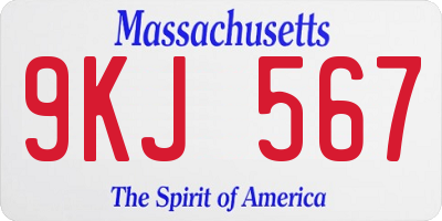 MA license plate 9KJ567
