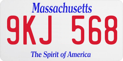 MA license plate 9KJ568