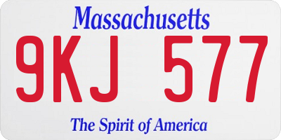 MA license plate 9KJ577