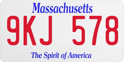 MA license plate 9KJ578