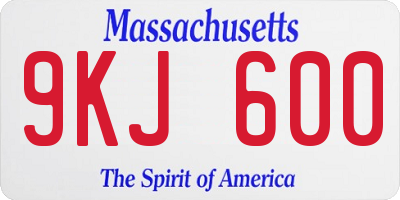 MA license plate 9KJ600