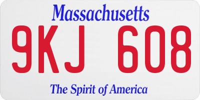 MA license plate 9KJ608