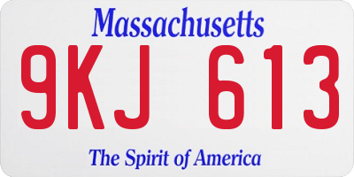 MA license plate 9KJ613