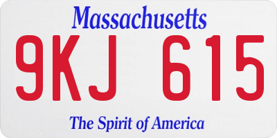 MA license plate 9KJ615