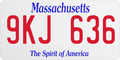 MA license plate 9KJ636