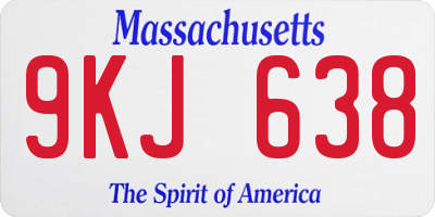 MA license plate 9KJ638