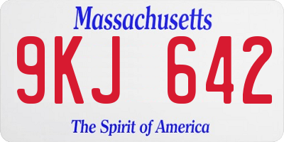 MA license plate 9KJ642