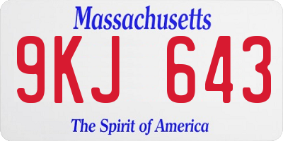 MA license plate 9KJ643