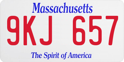MA license plate 9KJ657