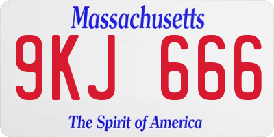 MA license plate 9KJ666
