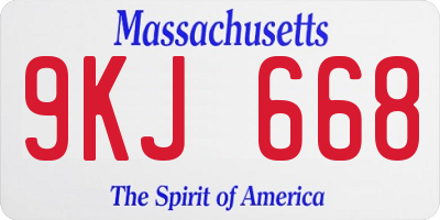 MA license plate 9KJ668