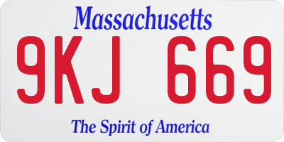 MA license plate 9KJ669