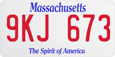 MA license plate 9KJ673