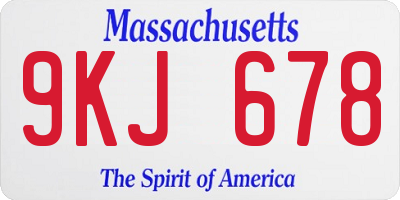 MA license plate 9KJ678