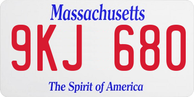 MA license plate 9KJ680