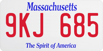 MA license plate 9KJ685