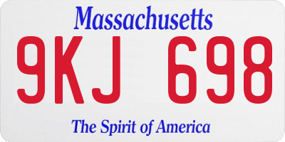 MA license plate 9KJ698