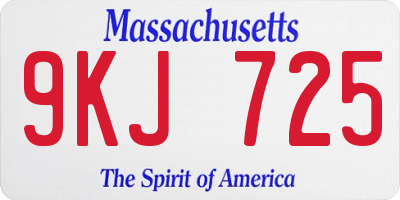 MA license plate 9KJ725