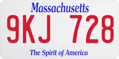 MA license plate 9KJ728