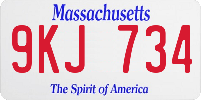 MA license plate 9KJ734
