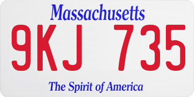 MA license plate 9KJ735