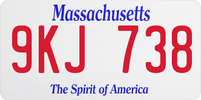 MA license plate 9KJ738