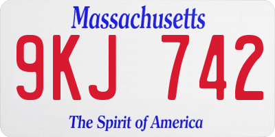 MA license plate 9KJ742
