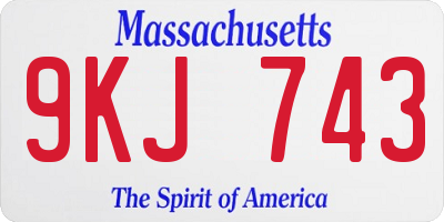 MA license plate 9KJ743