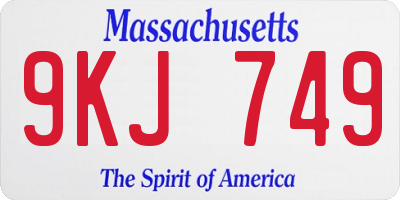 MA license plate 9KJ749