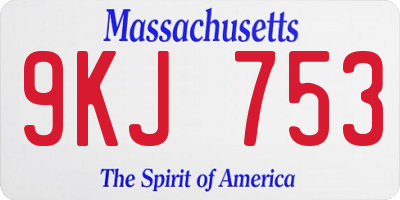 MA license plate 9KJ753