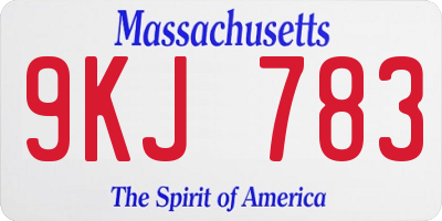 MA license plate 9KJ783